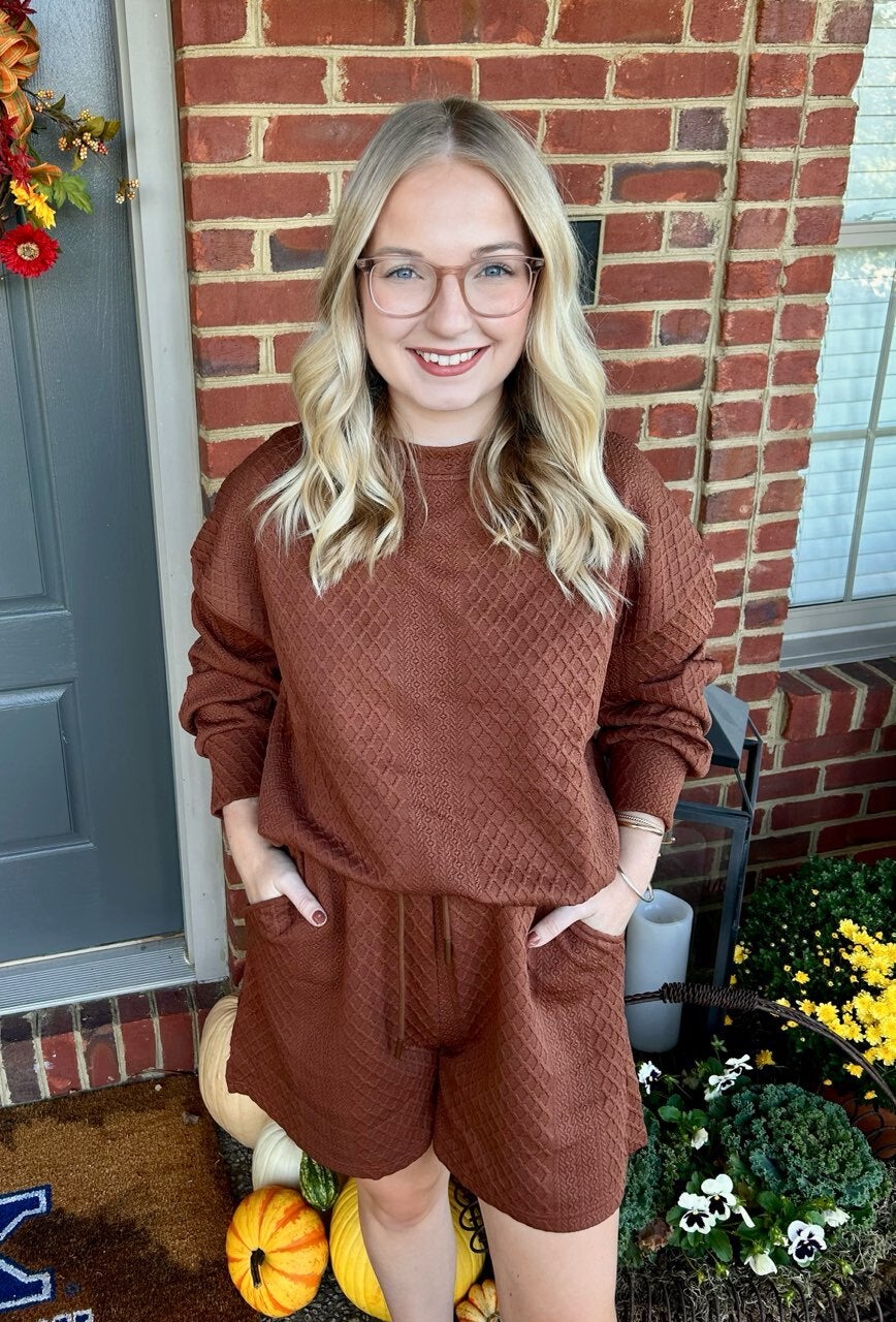 Cable Knit Jacquard Set (Top & Bottoms Sold Together)